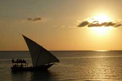 Dhow at Sunset of Kendwa Beach Zanzibar