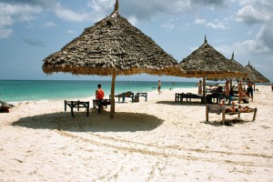 Zanzibar Nungwi Beach thatch roof palapa